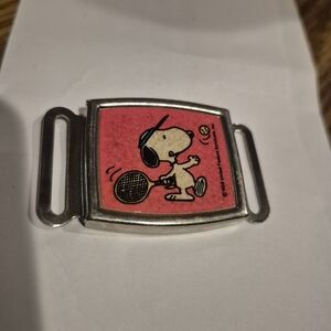 Snoopy Pink Tennis Kids Belt Buckle